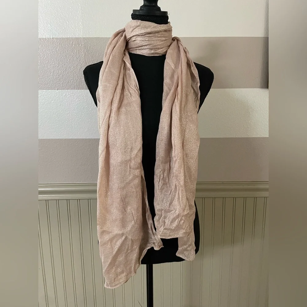 Coral shimmer long scarf • Lightweight & flowy accessory”